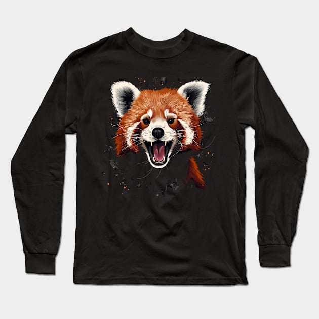 Red Panda Smiling Long Sleeve T-Shirt by JH Mart